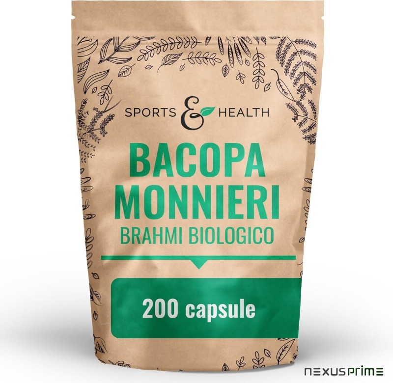 Capsule di Brahmi - 200 Capsule - Integratore Memoria - Bacopa Monnieri Perfettamente Dosata - 1000 mg di Polvere di Brahmi al giorno - Biologico - Vegan - Senza additivi - Ingredienti naturali : Amazon.it: Salute e cura della persona
