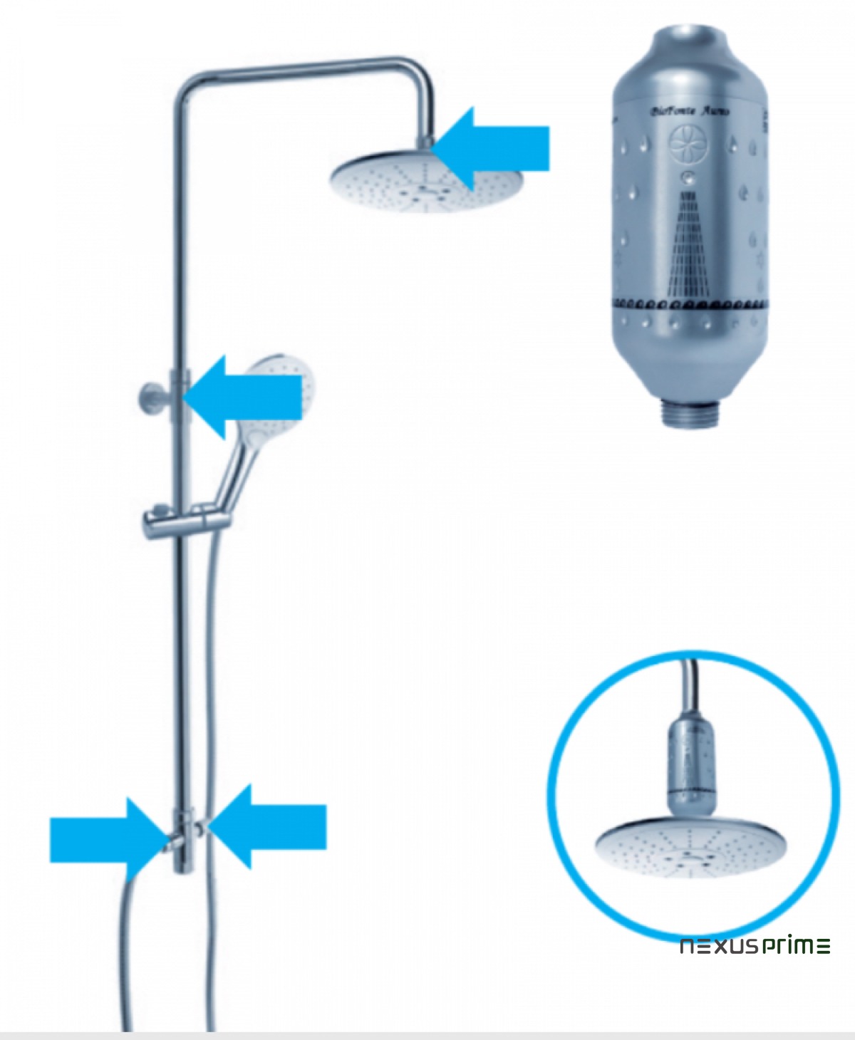 BioFonte Aureo Doccia – Dispositivo doccia per il benessere di pelle e capelli - Asset